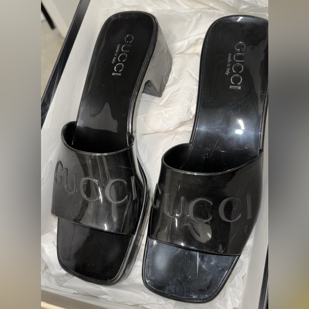 Gucci Platform Block Heel Slide Sandal